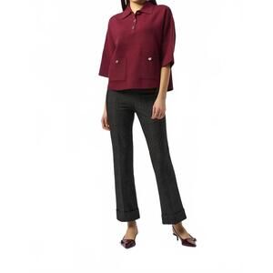 NEW JOSEPH RIBKOFF heavy knit pull-on flare pants in black grey